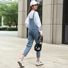 Женские джинсовые комбинезоны, Свободные повседневные Широкие джинсовые комбинезоны, женские облегающие комбинезоны для девочек