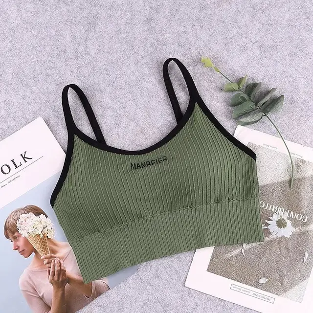 New Sports Bra For Women Gym Sexy Crop Top Bra Women Cotton Underwear Soft Comfort Tube Tops Female Brassiere Tops For Girls green