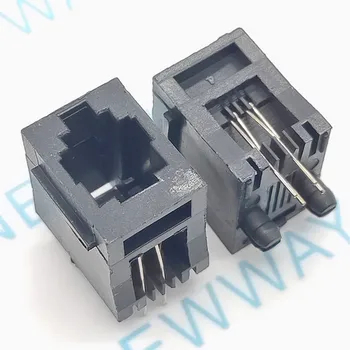 

10PCS/Lot RJ11 Socket Telephone Socket 52-4P 180 Degrees 6pin Crystal Female 4p4c Socket