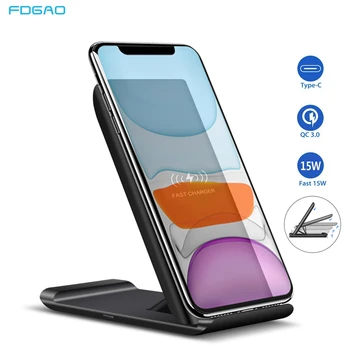 

15W Qi Wireless Charger Foldable Stand Fast Charging for iPhone 11 Pro XR X XS Max Samsung S20 S10 S9 Note 10 9 Quick Charger