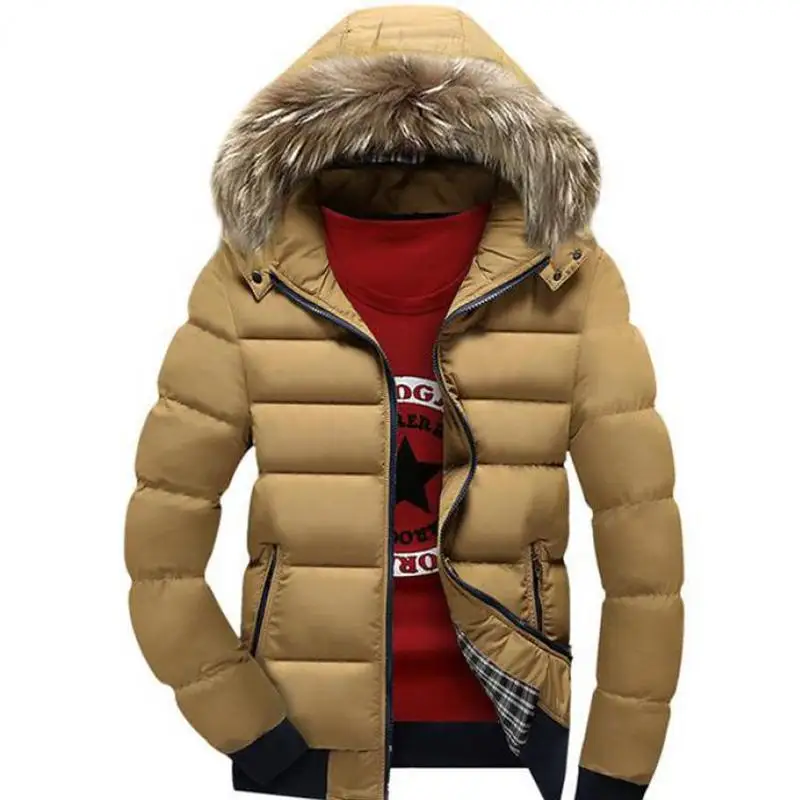 Winter Jacket Men Coat Casual Hooded Padded Parka Mens Artificial Fur Windproof Waterproof Patchwork Thick Jackets Male - Цвет: 8