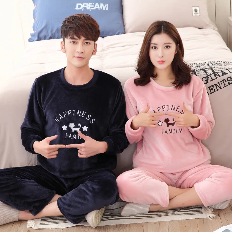 

[Temperature Attitude Warm] Couples Pajamas Thick Warm Loose-Fit Flannel Set Five-Star Kitten Couples Home Wear