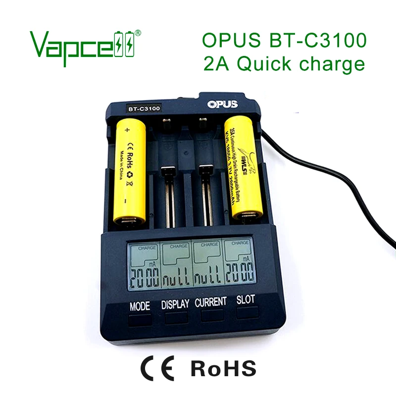 Vapcell OPUS BT-C3100 4 слота зарядное устройство с 26650,25500, 26700,18650, 16340 типа может проверить емкость