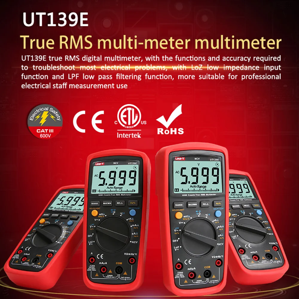 UT139E цифровой мультиметр, измеряющий истинные квадратичные значения Температура зонд ФНЧ фильтр нижних частот LoZ(низкое сопротивление Вход) функция/Температура тест EB