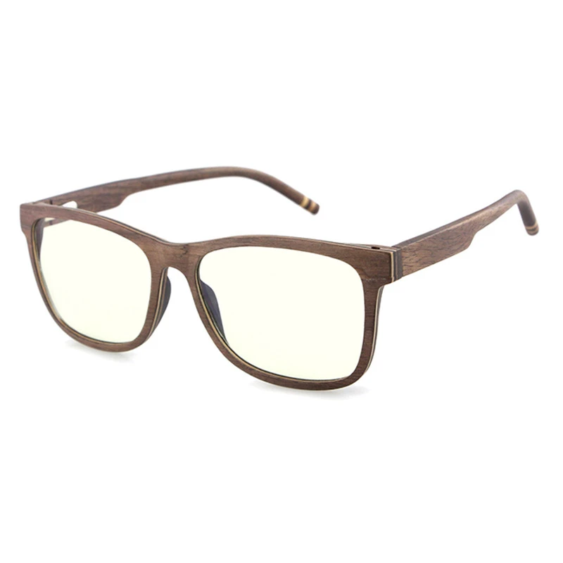 

Men Gaming Bamboo Eyewear Reduce Eyestrain Anti Blue Rays Light Blocking Spring Hinge Wood Pattern Frame Computer Glasses