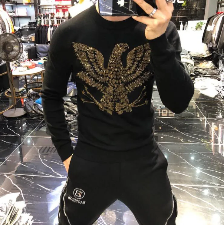 

2021 designer sweatershirt Mens Clothes Fall Winter Men Clothing Long Sleeve Pullover Rhinestone High Quality Korea
