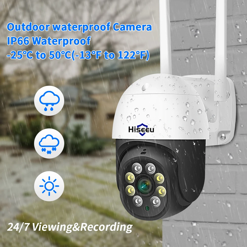 Hiseeu PTZ WIFI IP Dome 3MP Camera 2MP 1080P Outdoor Waterproof Security Speed Camera SD Card Wireless IP Camera App View