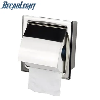 

Recableght Toilet Paper Holder Bathroom Wall Mount Flush Type Stainless Steel Paper Tissue Rack Waterproof Save Space Beautiful
