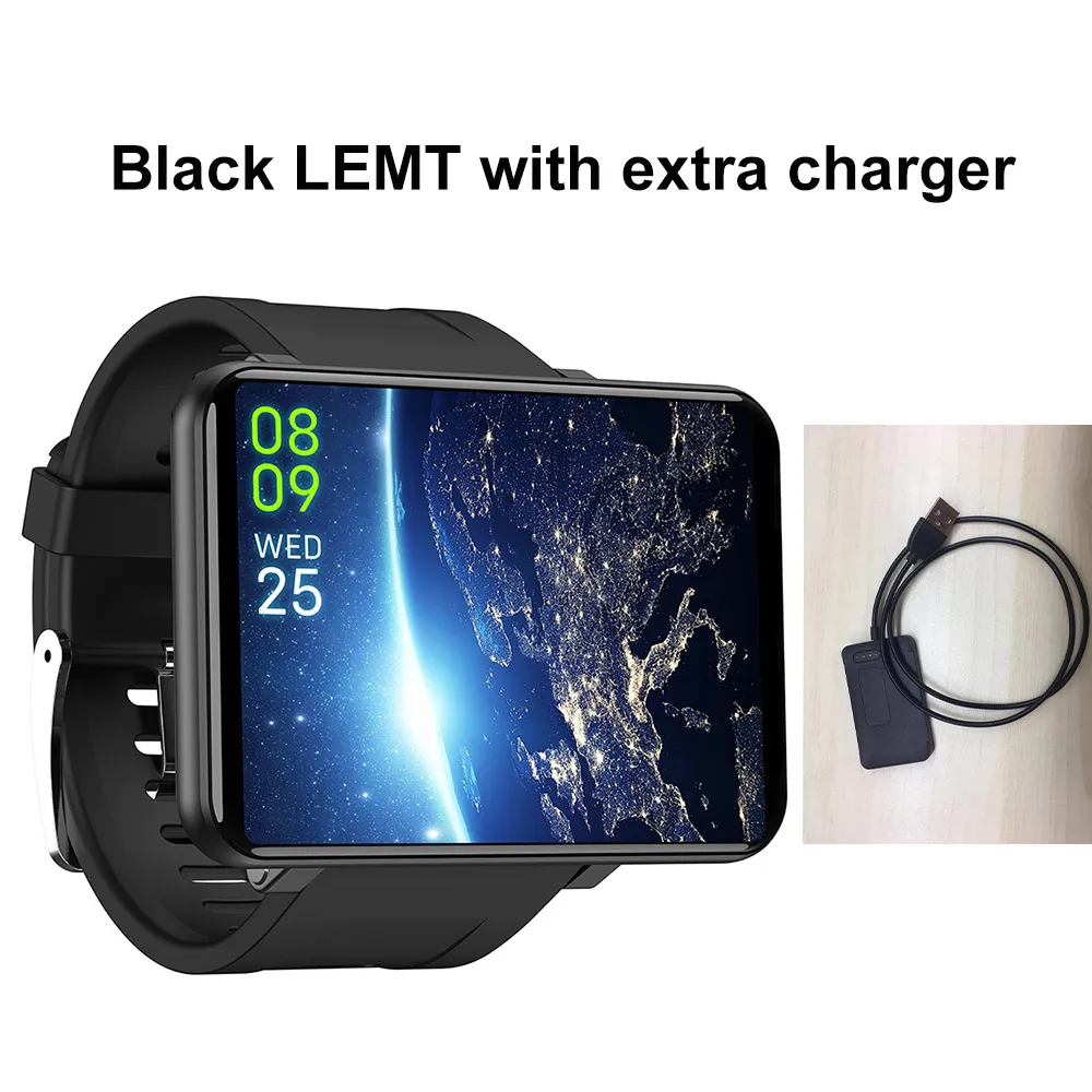 LEMFO LEMT 4G Game Smart Watch 2.86 inch Big Screen Android 7.1 3G RAM 32G ROM LTE 4G Sim Camera GPS WIFI Heart Rate Men Women - Цвет: black extra charger