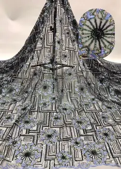 

New Tulle French Lace Fabric Sequins Lace Fabrics 2019 African Embroidered Tulle Lace Fabric Elegant Dress For Big Occasion