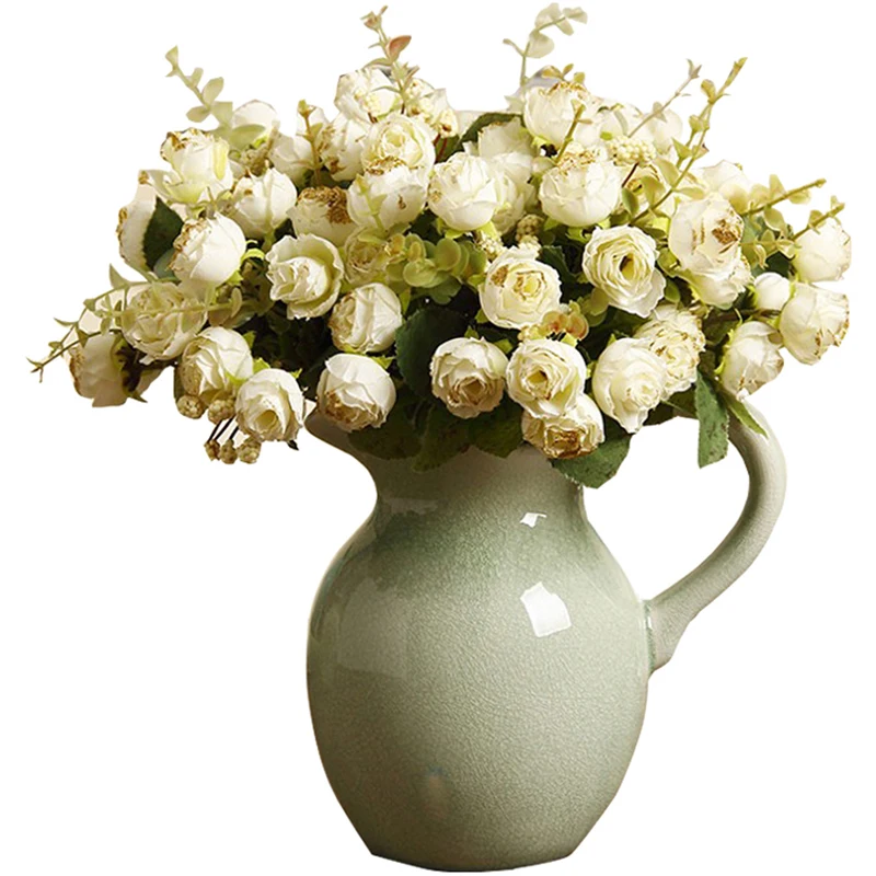 

American Country Milk Jug Ceramic Vase Creative Tabletop Hydroponic Flower Arrangement Container Home Wedding Decoration