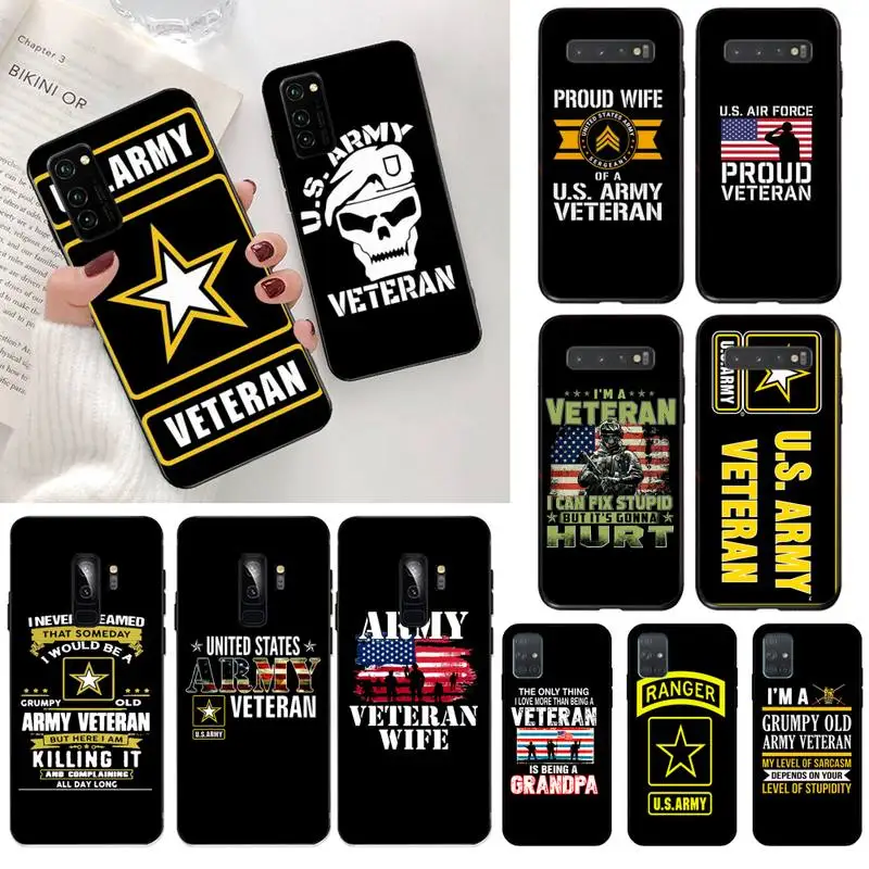 

HPCHCJHM Army Veteran Phone Case Cover for Samsung S20 plus Ultra S6 S7 edge S8 S9 plus S10 5G