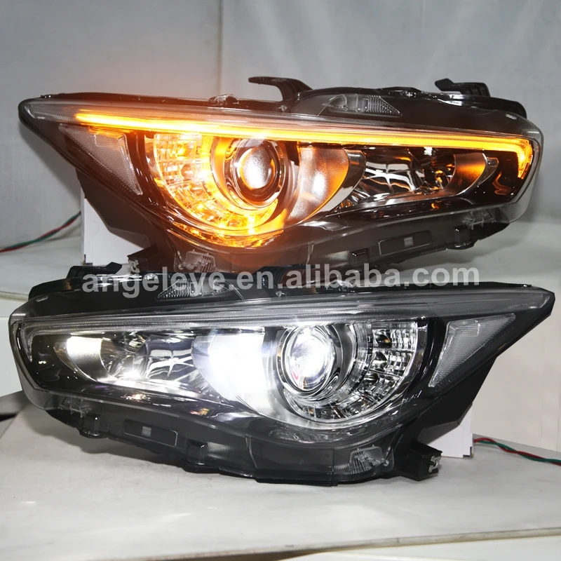 

For NISSAN Infiniti Q50L LED Head Light 2015-2019 Year Black Housing LD