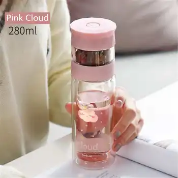

Outdoor Bike Bottle 280ML Glass Bottle with Tea Infuser Filter Travel Mug Drinkware Clear Leakproof Bottle Drinking Cup