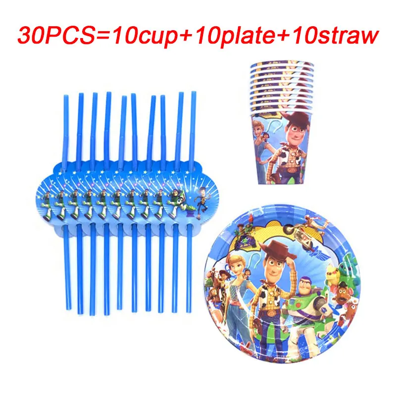 beipanxi-30pcs Детские игрушки Дисней, тематические праздничные бумажные тарелки, чашки трубочки, принадлежности для вечеринки, детская посуда для душа, день рождения, Декор для дома - Цвет: beipanxi-30pcs