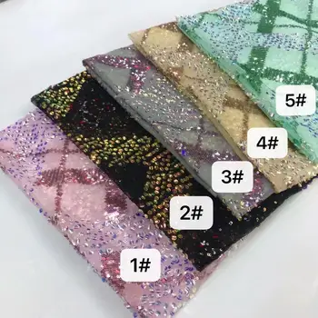 

5 colors Nigerian Sequins Lace Fabrics Indian Dress Wedding Embroidery African Tulle French Lace Materials for Women KRL-4119