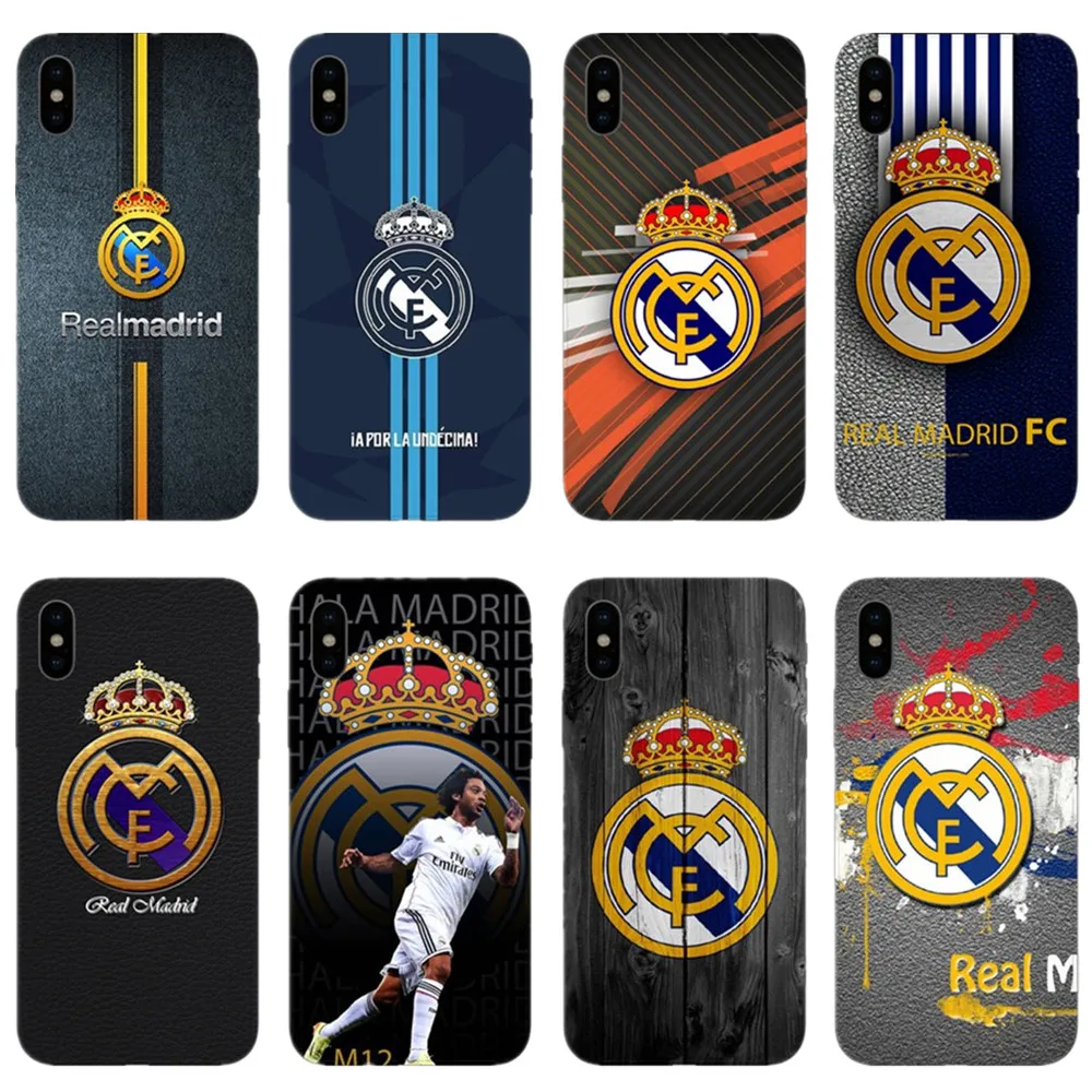 Реал Мадрид логотип подарок Мягкий силиконовый чехол для телефона для iPhone XS XR MAX X10 5 5S 5SE 6 6S 6Plus 7 7Plus 8 8Plus