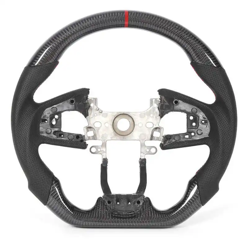 Steering Wheel Nappa Perforated Leather Replacement for Honda Civic FC 2016 2017 2018 2019 2020 2021 Carbon Fiber Red | Автомобили и