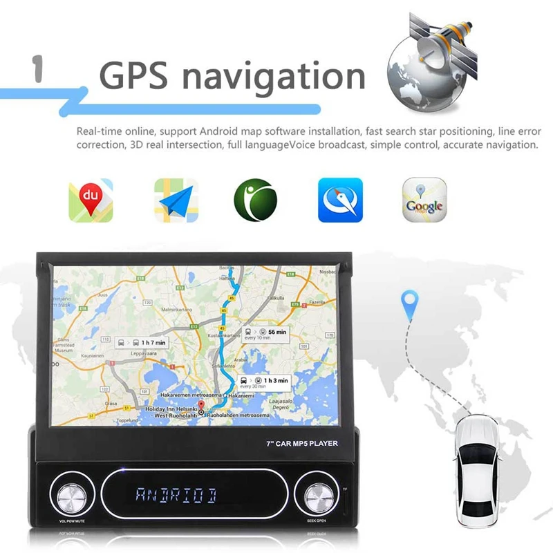 Android 7-дюймовый Регулируемый емкостный Экран мультимедийный плеер Gps набор беспроводной связи по стандарту Bluetooth 16 Гб Wifi Hd навигации плеер Mp5