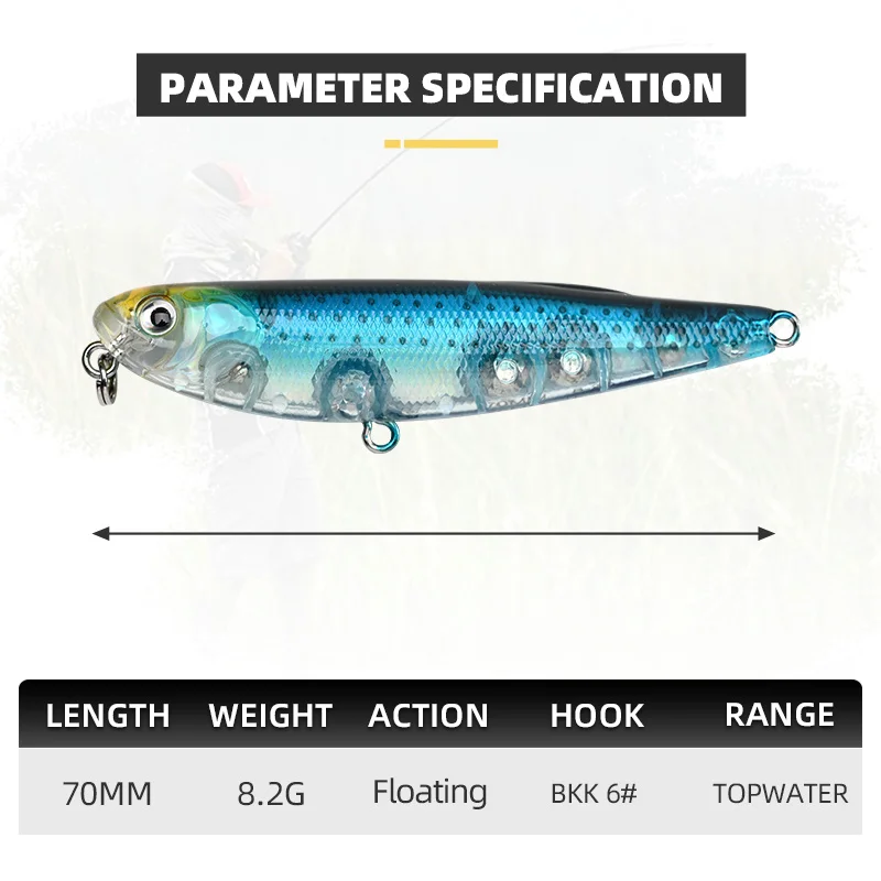 BLUX STRAY DOG Topwater Pencil 70MM 8.2g Surface Walker Fishing Lure Walk The Dog Artificial Saltwater Bass Hard Bait Tackle