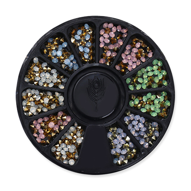 Gold Geometry Rivet Alloy Nail Studs Chameleon Stone Nail Rhinestone Small Irregular Beads 3D Nail Art Decoration In Wheel