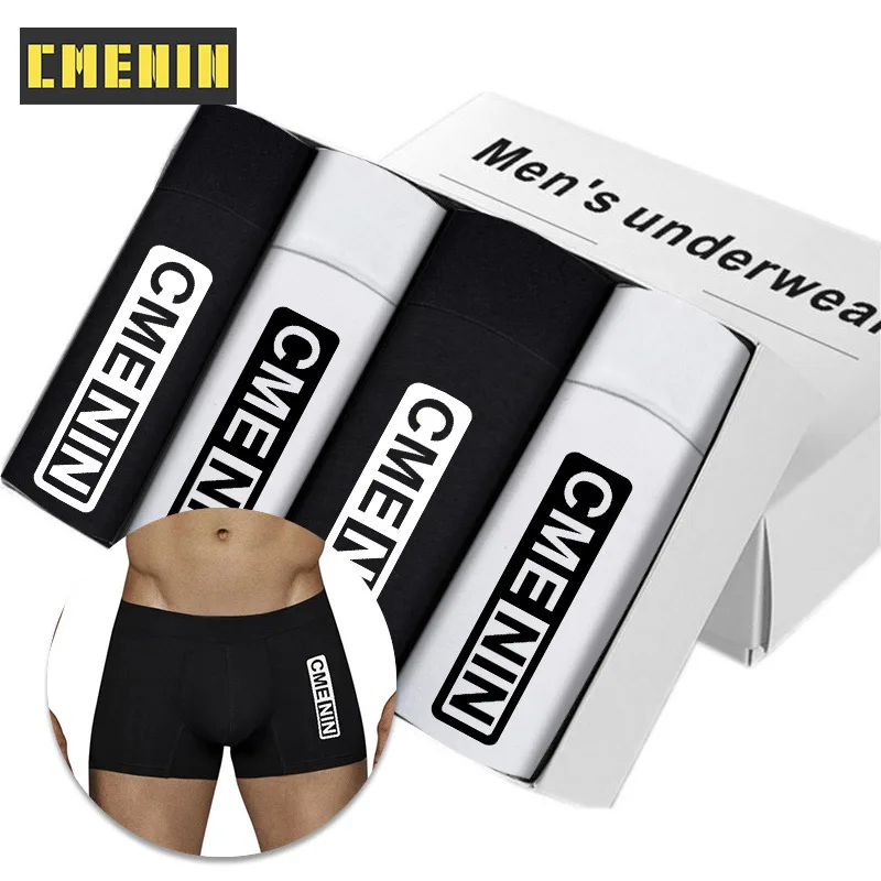 4 pièces/lot Sous - vêtements pour hommes slip hommes caleçons Boxer Homme coton hommes culottes Sexy Gay sous-vêtements hommes confortables hommes Shorts Boxer freegun homme CM005