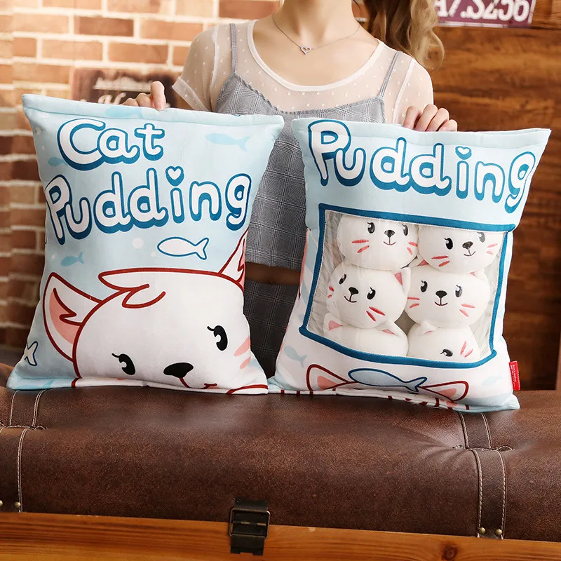 Сумка из 8 шт., закуска, Puddiing, мягкая плюшевая игрушечная кошка, свинья, плюшевая подушка, креативная аниме подушка, мультяшная кукла, игрушки для девочек