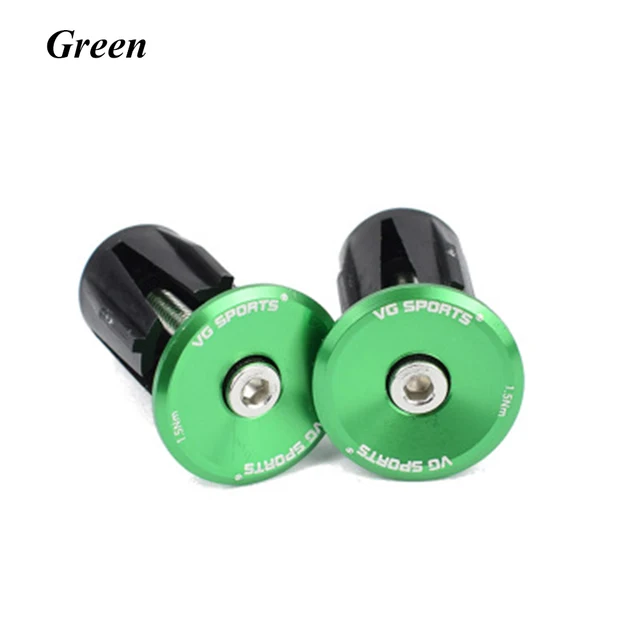 1 Pair Bicycle Grip Handlebar End Cap Aluminium Alloy Lock MTB Mountain Handle Bar Grips End Plugs for Bike Handlebar Accessory green