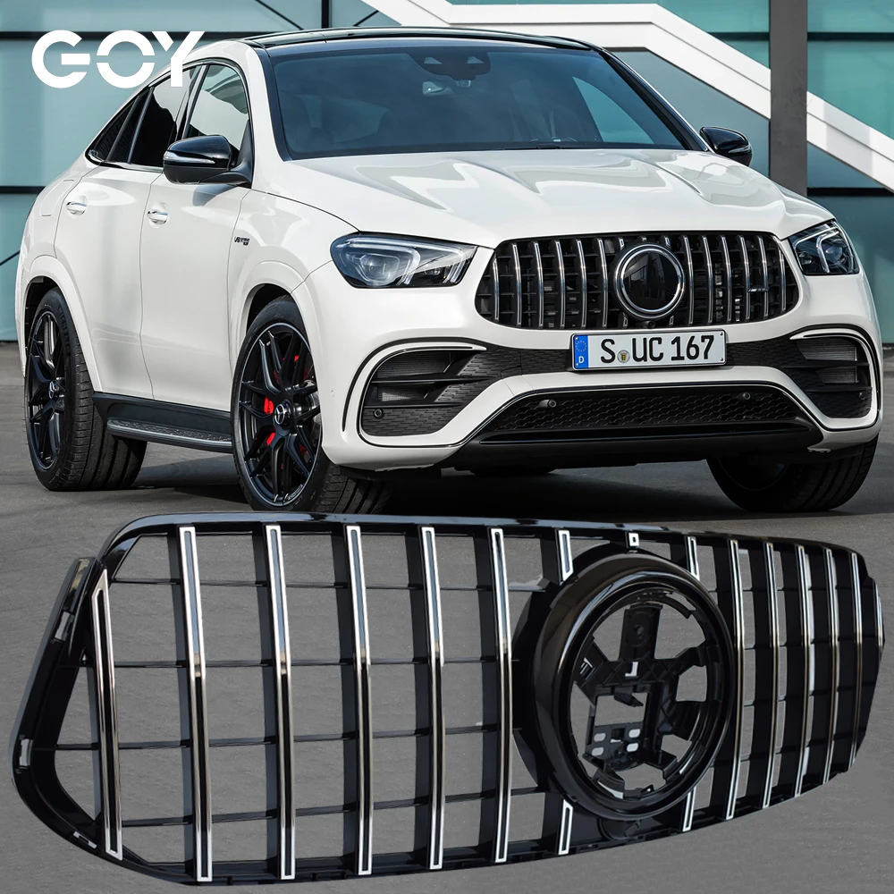 jeep tj fender flares Black Silver Replacement Front Bumper GTR Grille Fit For Mercedes GLE Class W167 SUV C167 Coupe 2020 - 2022, Not for GLE63 AMG hood deflector