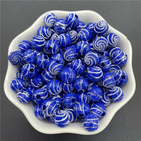 8mm Acrylic Spacer Beads Carving Vortex Loose Round Shape Beads For Jewelry Making