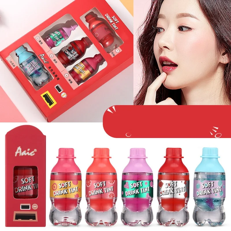 

5 Color Lip Tint Soft Drink Lip Tint Long Lasting Matte Lip Gloss Nice Cute Red Purple Lip Gloss