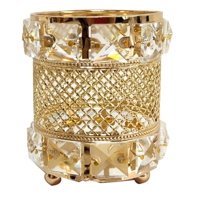 

Metal Crystal Makeup Organizer Beauty Tools Storage Makeup Brush Pen Holder Desktop Decorative Ornaments