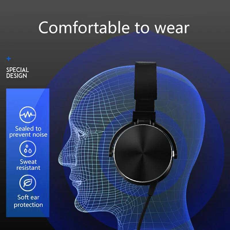 Earphone Head Wear Wired Headset Foldable 3 5mm Wired Control Music Game Headphone With Microphone Suitable For All Smart Phones
