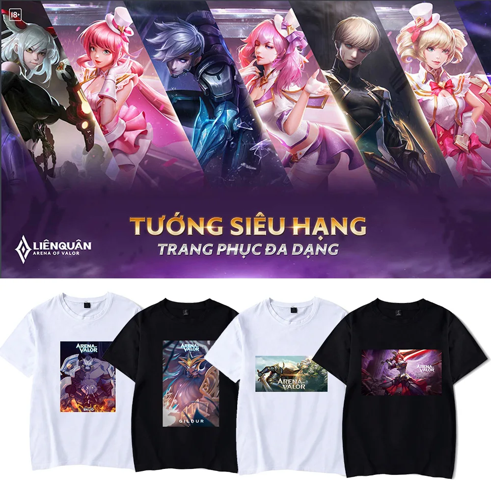 

Arena of Valor Mobile Tour T-shirt Anime Cartoon Print Couple Round Neck Short Sleeve