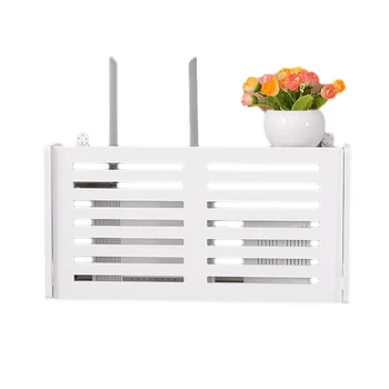 

Wireless Wifi Router Storage Box Wood-Plastic Shelf Wall Hangings Bracket Cable Storage Home Decor-Smiley