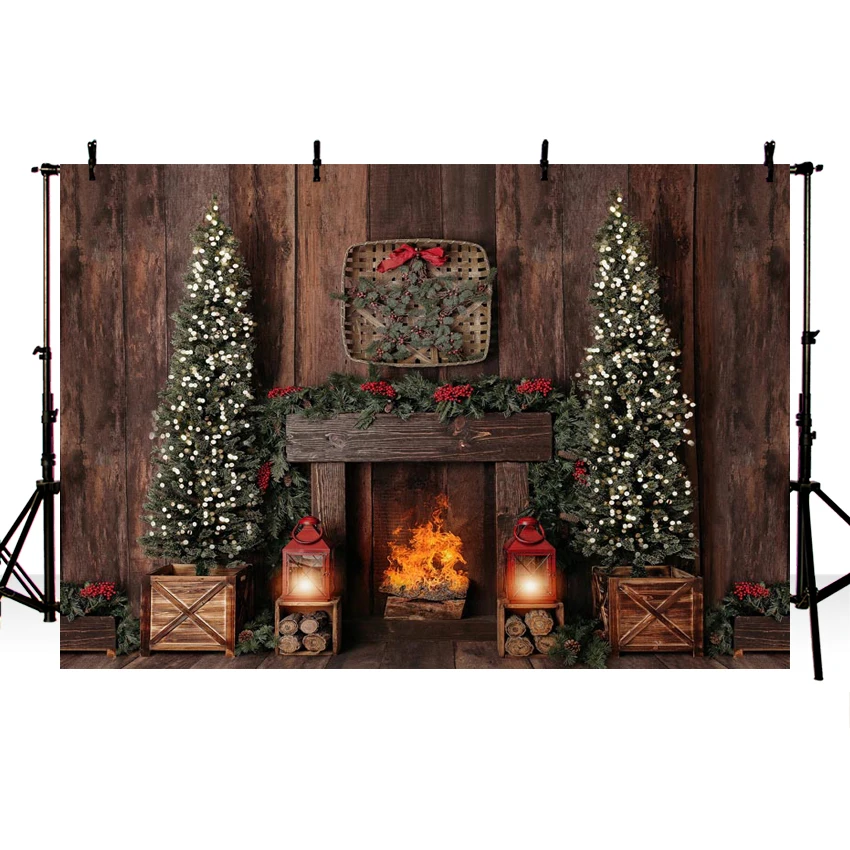 

Photography Backdrop Vintage Wooden Wall Christmas Fireplace Photo Background Customized Christmas Backgrounds For Photo Studio