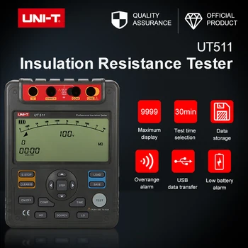 

Digital Insulation Resistance Tester UT511 1000V 10Gohm PI/DAR measurements Auto power off Megohmmeter Ohm meter tester