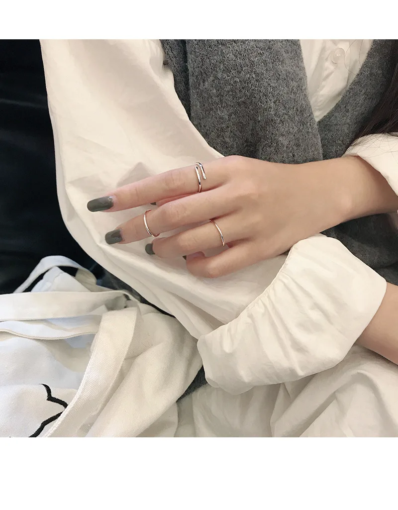 925 пробы серебристый неправильной формы линии кольца для женщин anillos mujer, простое регулируемое Золотое кольцо bijoux серебро 925 ювелирные изделия
