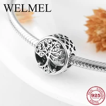 Круглая Форма 925 стерлингового серебра семья где Любовь Растет DIY тонкие Бусины Подходят Pandora Шарм браслет ювелирных изделий