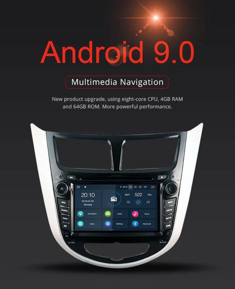 Cheap TOPBSNA Android 9.0 Car Multimedia Player For Hyundai Solaris accent Verna i25 2011-2012 WIFI Stereo 2 Din Car Radio headunit AM 1