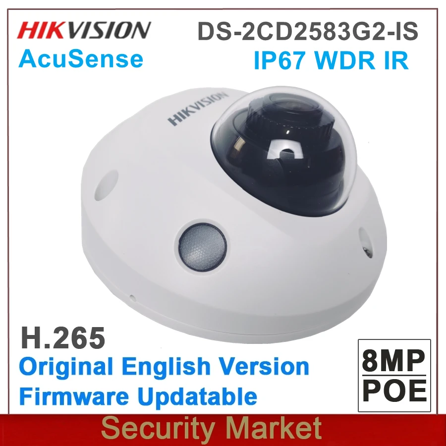 원래 Hikvision DS-2CD2583G2-IS 2.8mm 오디오 및 알람 WDR IP67 8MP AcuSense 고정 미니 돔 네트..