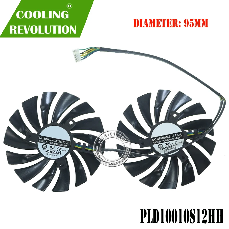 Ventilador Gráfico Pld10010s12hh para Msi Gtx 980ti 980 970 960 950 r9 380 r9 390 r9 390x Pcs Set - Imagem 3
