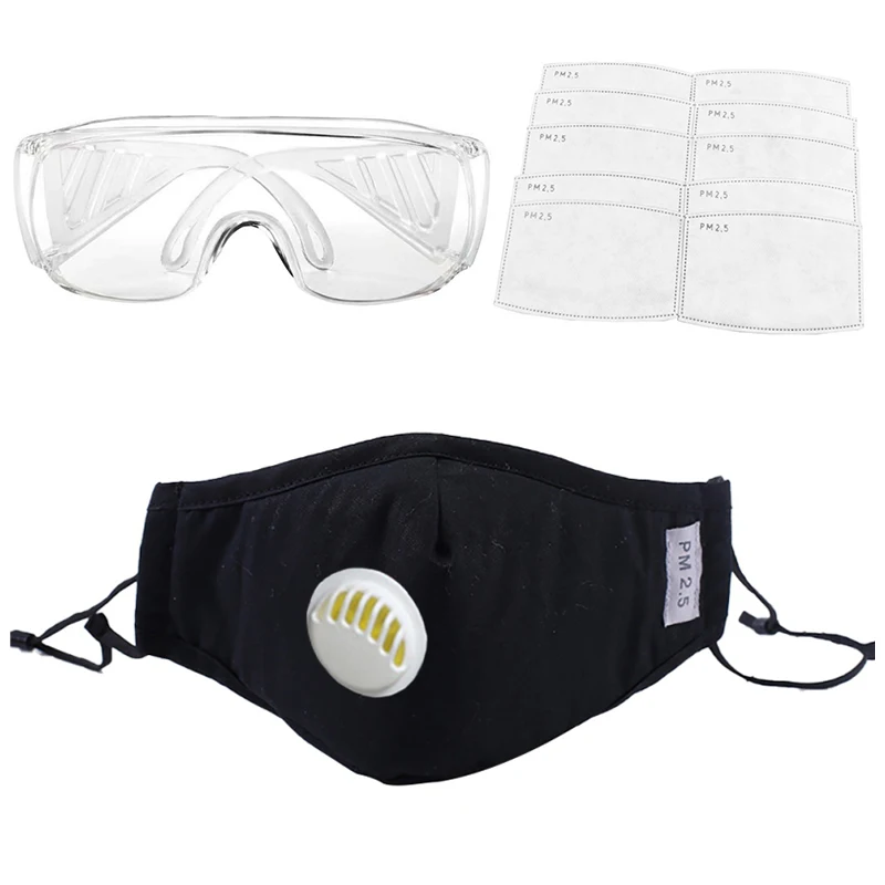 Safety mask breathable reusable washable face mask with 2 filters anti for outdoor resist dust germs allergies pm2.5 pollution
