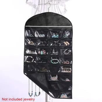 

PVC Decorative Holder Double-sided Magic Sticker 32 Pockets Jewelry Organizers Necklace Hanging Bag Wall Earrings Storage