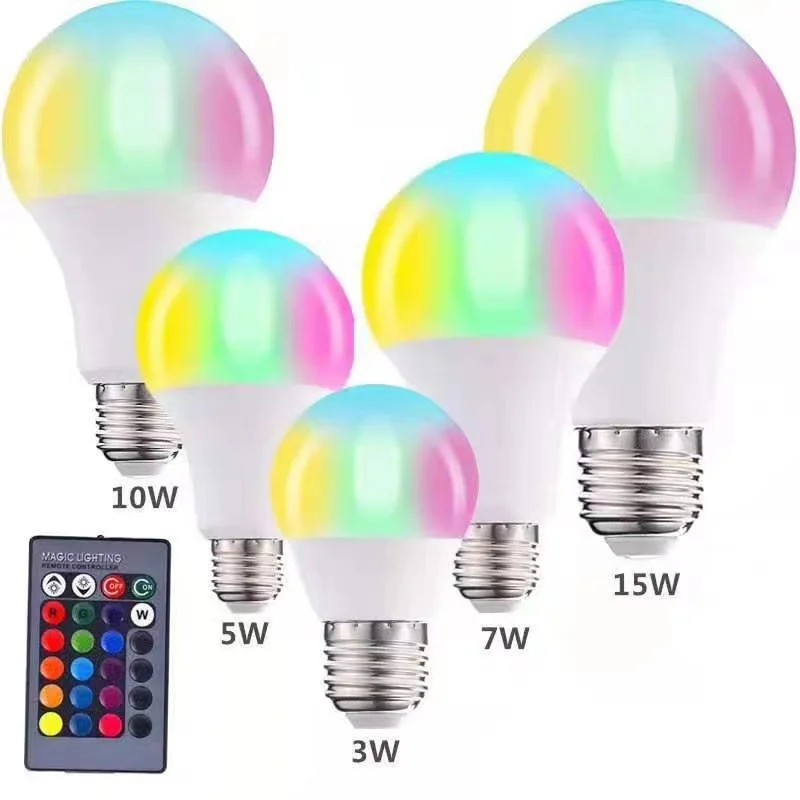 

5W 10W 15W RGBW Smart Control Lamp Led RGB Light Bulbs Dimmable Led Lamp Colorful Changing Bulb E27 Led Lampada White Decor Home