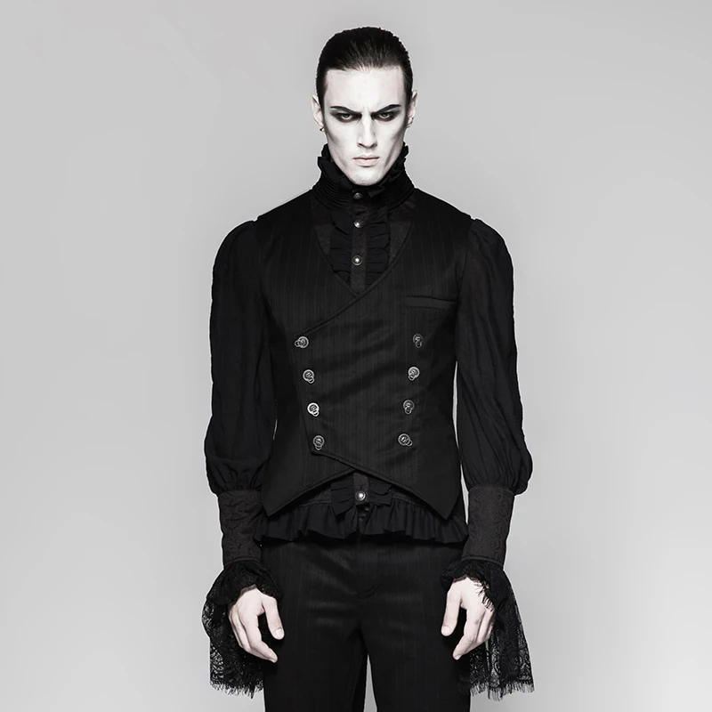 50% OFF PUNK RAVE Gothic Gentleman Stripe Palace Chinese Style Buckle Decoration Classic Punk Men Vest Noble Victorian Party Clothes