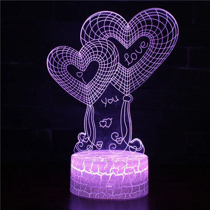 Creative 3D Lamp Led Love Heart Illusion Night Light 3D Night lamp For Valentine Lover Gift Christmas Party Home Decoration - Испускаемый цвет: Heart 8