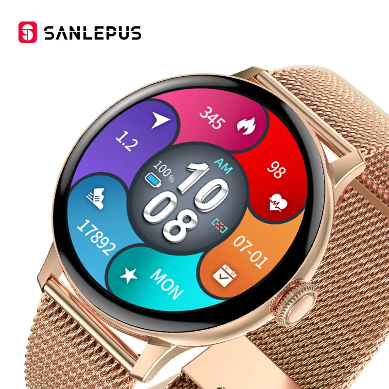 SANLEPUS 390*390 HD Screen Smart Watch 2021 Women Men Smartwatch IP68 Waterproof Heart Rate Monitor For Android iOS Samsung | Электроника