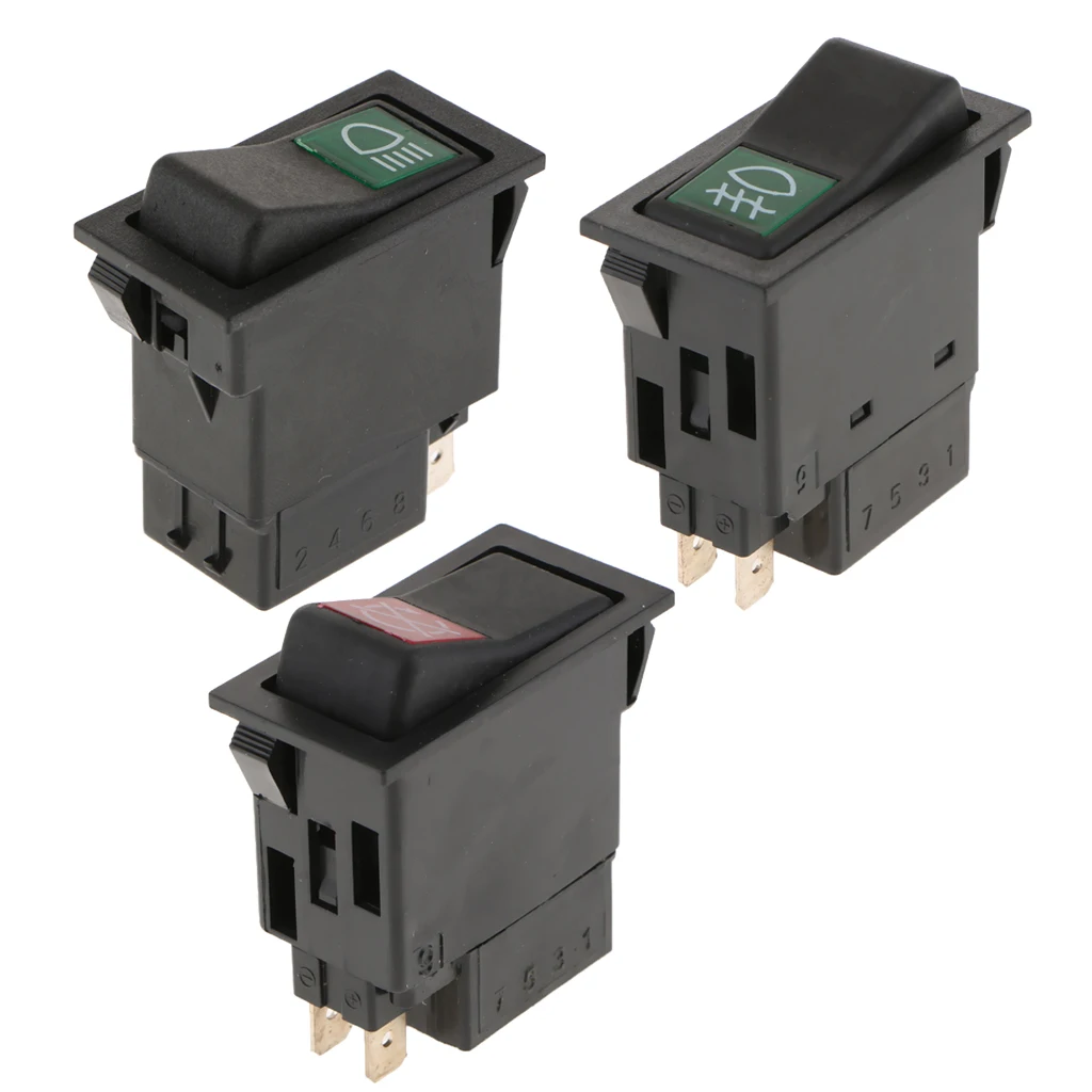 3PCS 1Gear 2Pin/2 Pin/4Pin Light On/Off Push Button Rocker Switch for ...