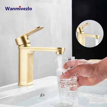 

Basin Faucets Deck Mounted Brass Bathroom Sink Basin Mixer Tap Brushed Nickel Gold Faucet Single Handle Bathroom Faucets
